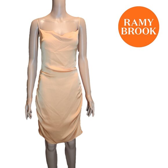 Ramy Brook Kiki Ruched Satin Mini Dress NWT Orange Size 6 - Picture 1 of 13